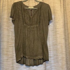 Knox Rose Charcoal vintage washed lace blouse NWT